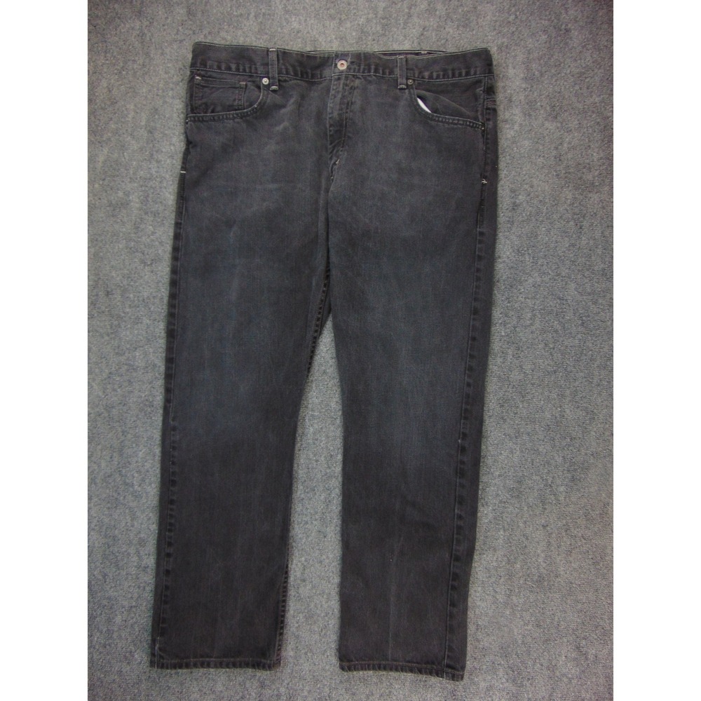 Levi's‎ 514 Jeans Mens 42x32 Slim Straight Black Solid Denim Workwear Casual